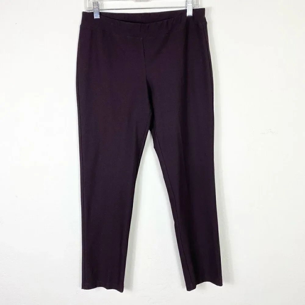 Eileen Fisher Dark Brown Slim Leg Dress Pant Trousers Size S